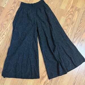 Meo Meli Made in Italy Black Eyelet Wide-Leg Pants